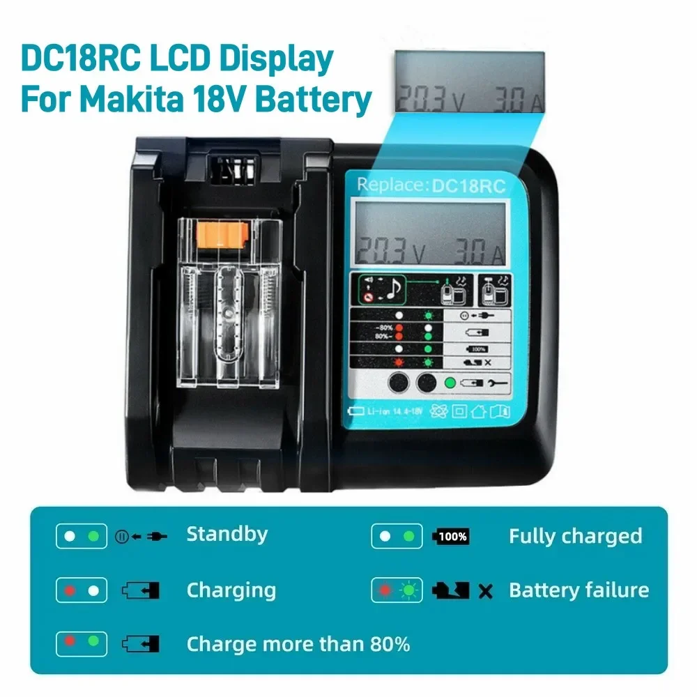 Makita Drill Hp1640 - Carregador de Bateria Li-ion DC18RC 3A